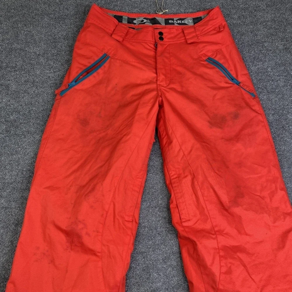 Oakley Snow Pants Mens Small Red Insulated Loose Fit Ski Snowboard Winter Warm